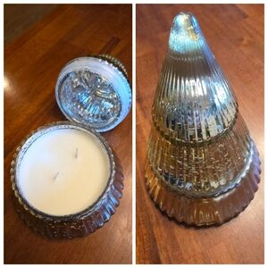 NEW Threshold Glass Gold Colored Tree Hidden Candle Decor Cashmere Vanilla Scent
